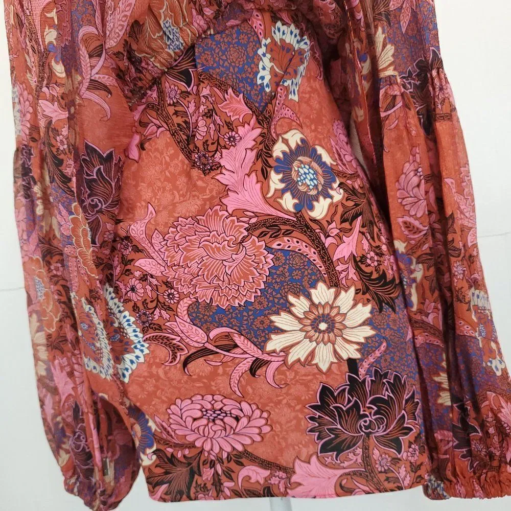 A.L.C. Elise Long Sleeve 100% Silk Floral Mini Dress - Picture 11 of 13